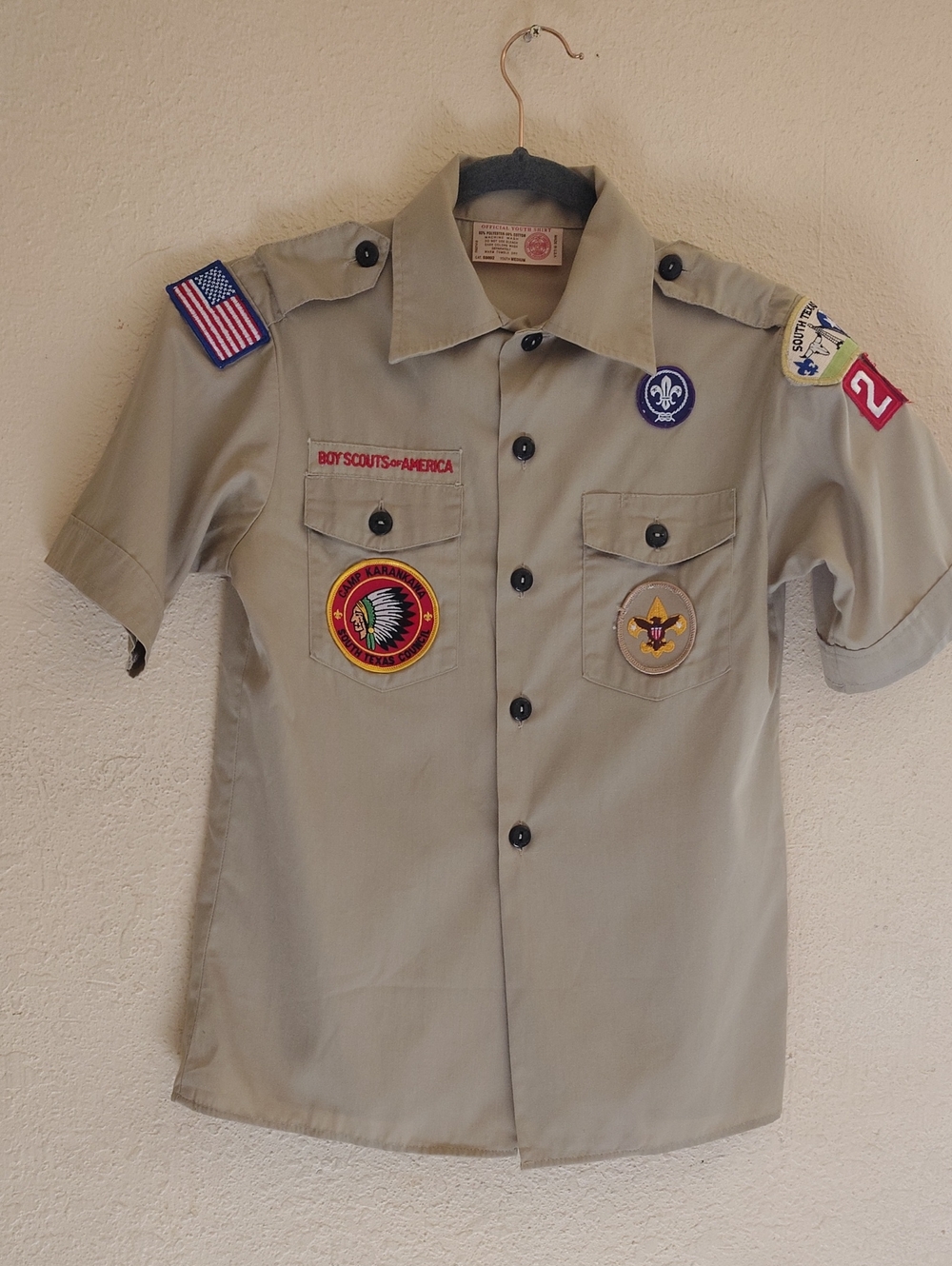 Vintage Boy Scouts BSA Official Short Sleeve Uniform Shirt Youth Medium